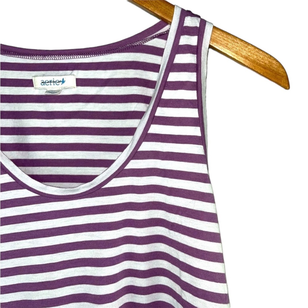 Aerie Modal Striped Tank Top Size Medium Purple White